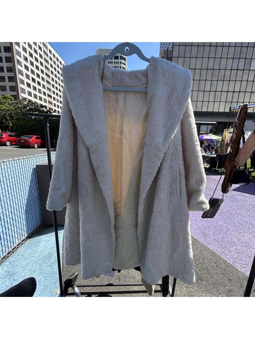 Vintage cream faux fur coat